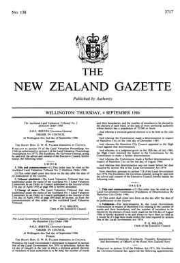 NEW ZEALAND GAZETTE Published by Authority