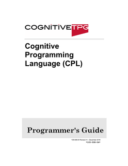 Cognitive Programming Language (CPL)