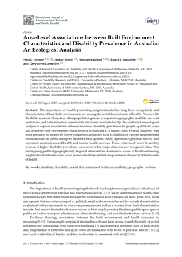 Area-Level Associations Between Built Environment Characteristics and Disability Prevalence in Australia: an Ecological Analysis