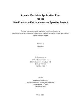 Aquatic Pesticide Application Plan for the San Francisco Estuary Invasive Spartina Project