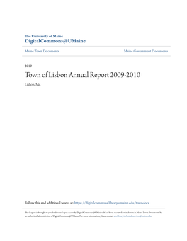 Town of Lisbon Annual Report 2009-2010 Lisbon, Me