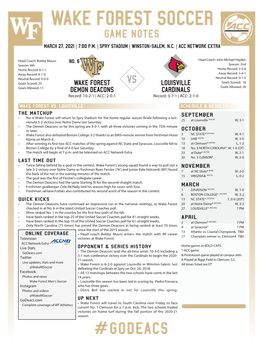 Wake Forest Demon Deacons Louisville Cardinals