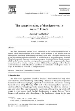 The Synoptic Setting of Thunderstorms in Western Europe