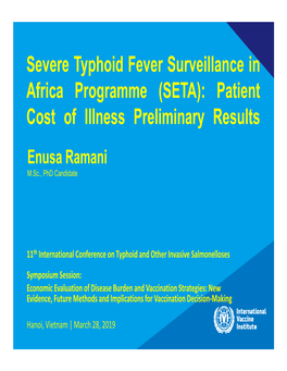 SETA): Patient Cost of Illness Preliminary Results