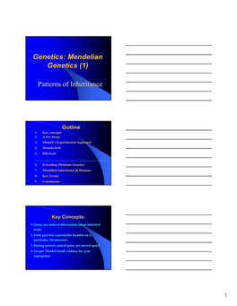 Genetics: Mendelian Genetics (1) Patterns of Inheritance