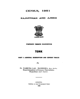 District Census Handbook, Tonk, Rajasthan and Ajmer
