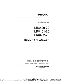 LR8400-20 LR8401-20 LR8402-20 MEMORY Hilogger