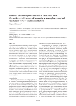 Transient Electromagnetic Method in the Keritis Basin (Crete, Greece): Evidence of Hierarchy in a Complex Geological Structure in View of Tsallis Distribution