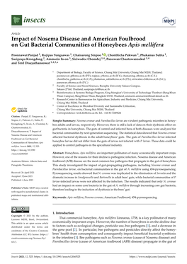 Impact of Nosema Disease and American Foulbrood on Gut Bacterial Communities of Honeybees Apis Mellifera