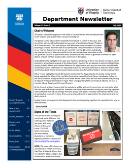 Department Newsletter