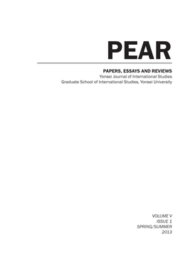 Papers, Essays and Reviews Yonsei Journal of International Studies Graduate School of International Studies, Yonsei University