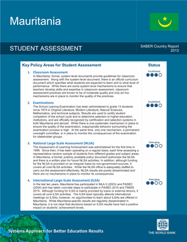 SABER STUDENT ASSESSMENT Mauritania Country Report 2013