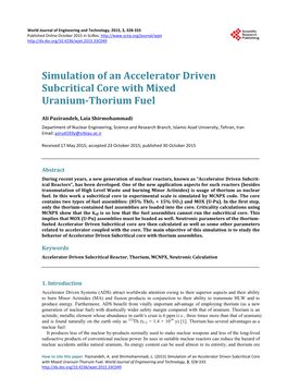 Simulation of an Accelerator Driven Subcritical Core with Mixed Uranium-Thorium Fuel