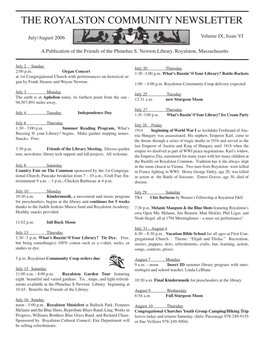 July/August 2006 Volume IX, Issue VI