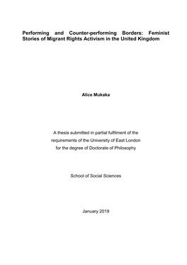 Performing and Counter-Performing Borders: Feminist Stories of Migrant Rights Activism in the United Kingdom