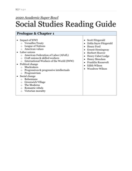 Social Studies Reading Guide