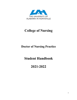 College of Nursing Student Handbook 2021-2022