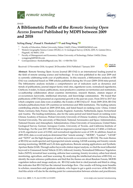 A Bibliometric Profile of the Remote Sensing Open Access Journal