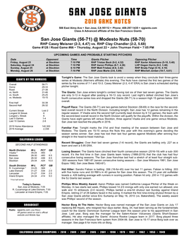 2019 Game Notes