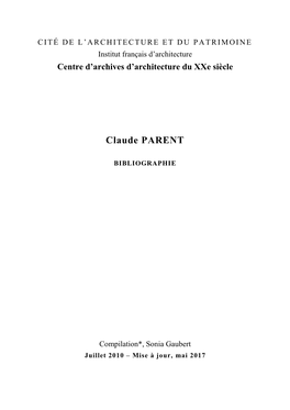 Ecrits De Claude Parent, Entretiens