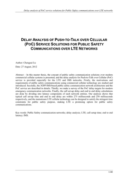 Poc Service Solutions for Public Safety Communications Over LTE Networks