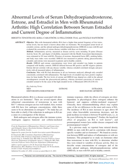 Abnormal Levels of Serum Dehydroepiandrosterone, Estrone