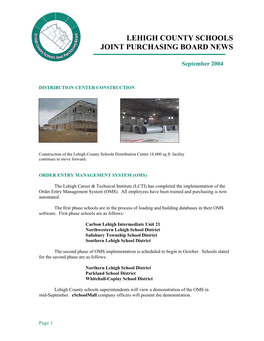 Lehigh County Schools Joint Purchasing Board News