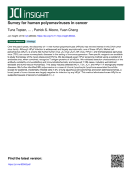 Survey for Human Polyomaviruses in Cancer