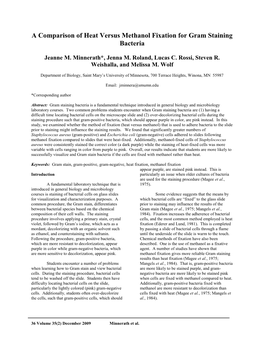 A Comparison of Heat Versus Methanol Fixation for Gram Staining Bacteria