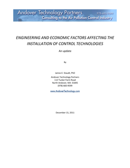 Engineering and Economic Factors Affecting the Installation of Control Technologies
