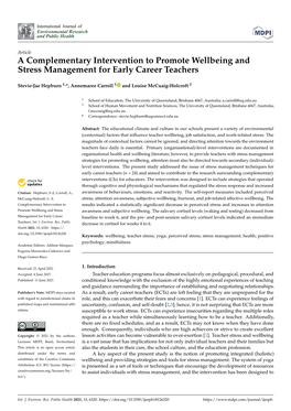 A Complementary Intervention to Promote Wellbeing and Stress Management for Early Career Teachers