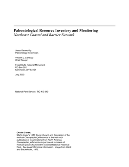 Paleontological Resource Inventory and Monitoring Northeast Coastal and Barrier Network