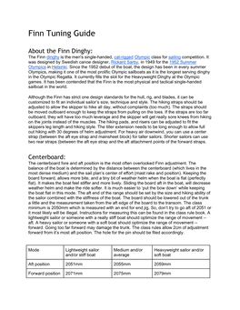 Finn Tuning Guide