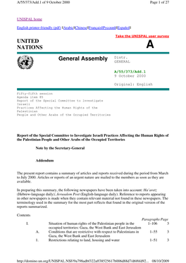 Report of the Special Committee to Investigate Israeli Practices Affecting the Human Rights of the Palestinian People and Other Arabs of the Occupied Territories