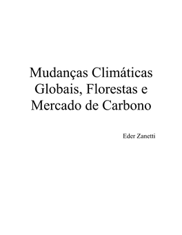 Mudanças Climáticas Globais, Florestas E Mercado De Carbono