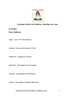 Mythology and Asana Archetypes Greek Goddesses Aglaia