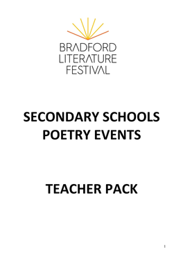 Secondary Schools Poetry Events Teacher Pack