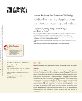 Radio-Frequency Applications for Food Processing and Safety