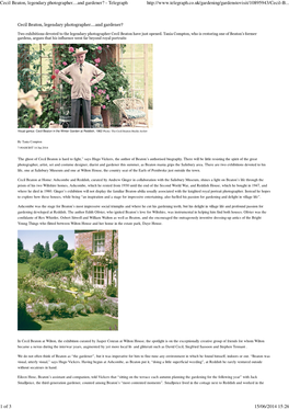 Cecil Beaton, Legendary Photographer...And Gardener?