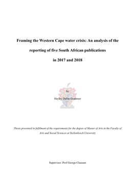 Framing the Western Cape Water Crisis: an Analysis of The