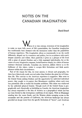 Notes on the Canadian Imagination