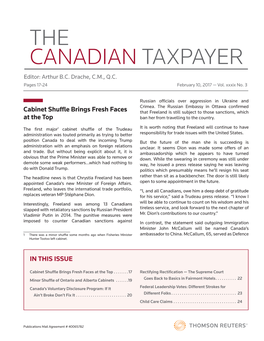 THE CANADIAN TAXPAYER Editor: Arthur B.C