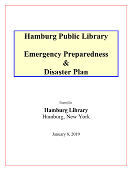 Hamburg Public Library Emergency Preparedness & Disaster Plan