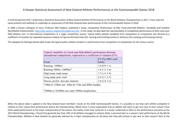 A Deeper Statistical Assessment of New Zealand Athletes Performances at the Commonwealth Games 2018