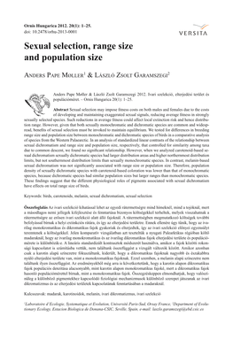 Sexual Selection, Range Size and Population Size