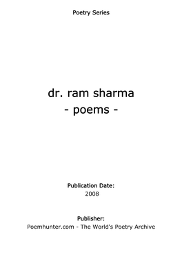 Dr. Ram Sharma - Poems