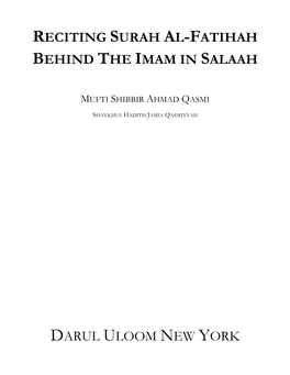 Reciting Surah Al-Fatihah Behind the Imam in Salaah