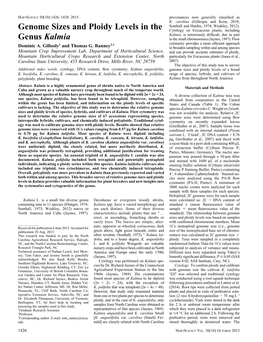 Genome Sizes and Ploidy Levels in the Genus Kalmia