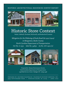 Historic Store Context Burke, Caldwell, Cleveland, Mcdowell, and Rutherford Counties