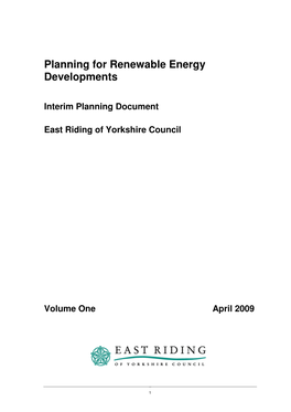 Planning for Renewable Energy Developments